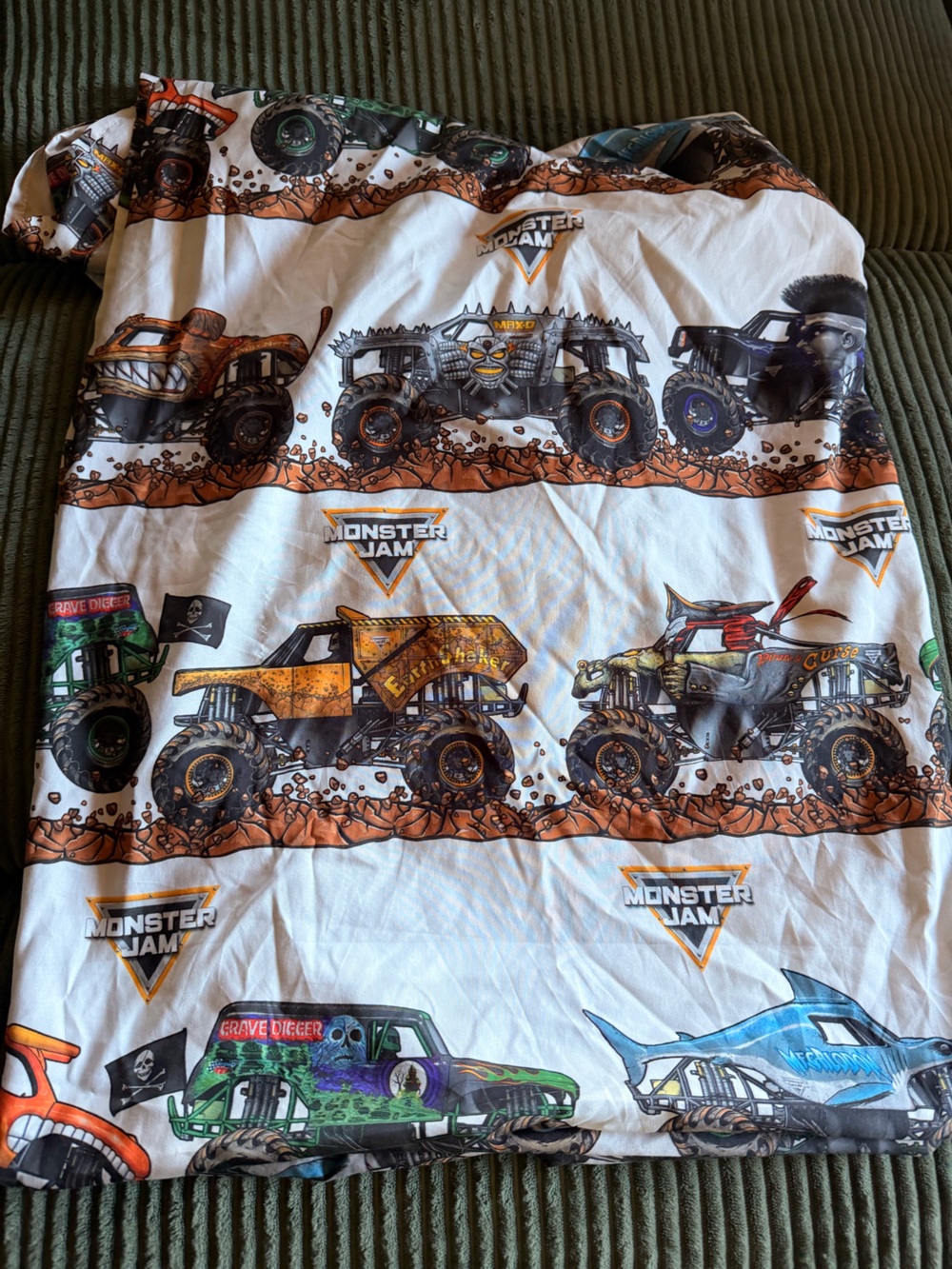 Full Flat Sheet with Monster Jam Trucks print
